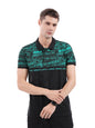 The Indian Garage Co Men Slim Fit Abstract Printed Polo Collar Tshirt Green