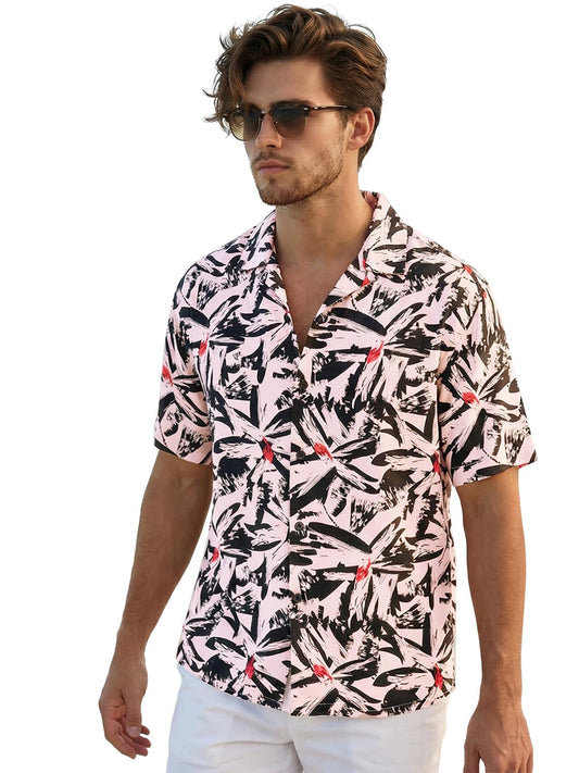 Bewakoof MenS All Over Printed Oversized Fit Half Sleeve Resort Collar Cotton Shirt_1500951_Black_Xl