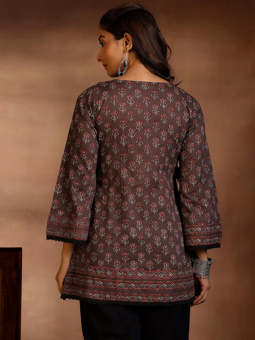 Libas WomenS Cotton Floral A-Line Kurti (290630R Grey