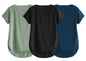 Fabricorn Combo Of Three Plain Black, Sage Green And Airforce Blue V-Neck Up And Down Cotton Tshirt For Women (Black, Sage Green