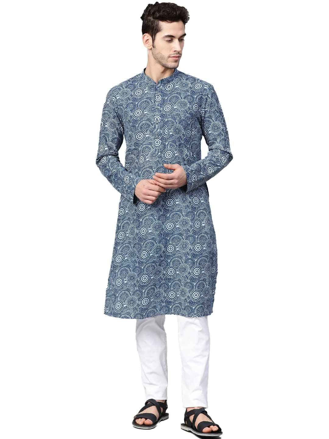 See Designs Mens Kurta | Specially Crafted And Designed For The Eid Festival MenS Grey Kurta With Pyjama Mandarin Collar Long S