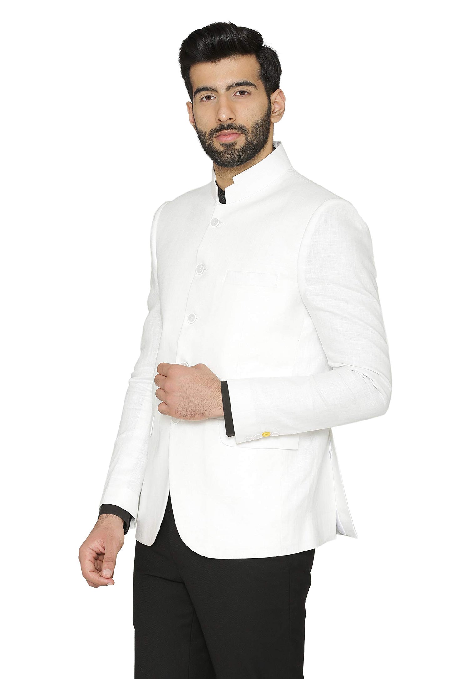 WINTAGE Mens 100% Linen Festive and Casual Blazer Coat Jacket : White