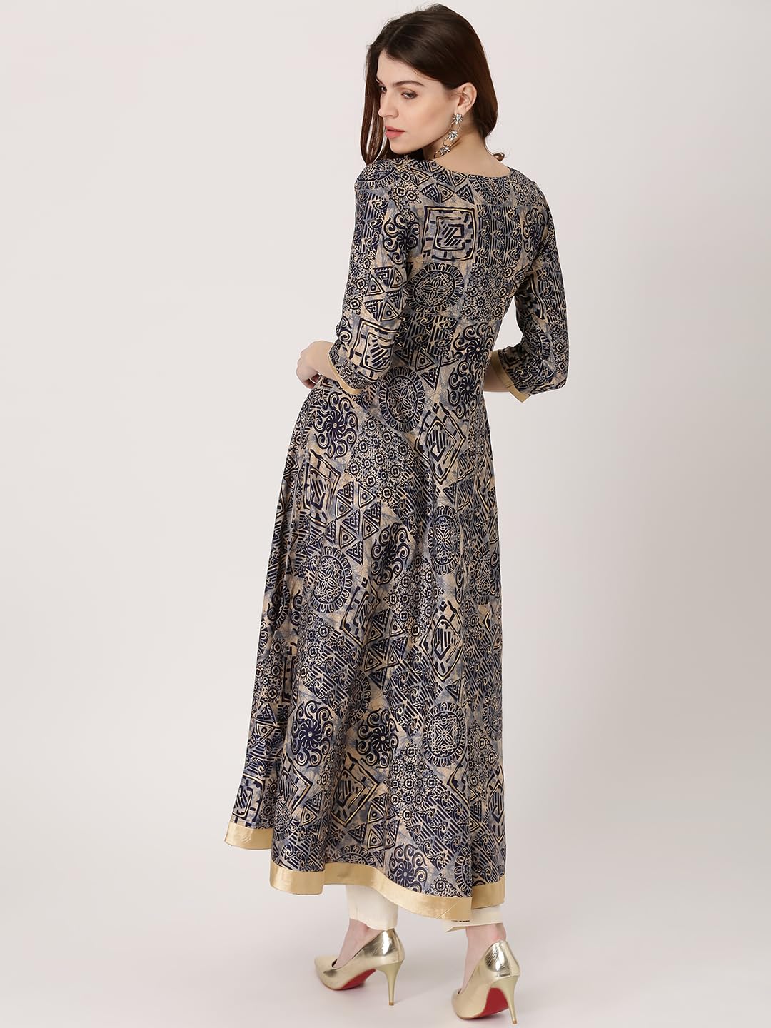 Libas WomenS Chanderi Anarkali Standard Length Kurta (4799_Blue