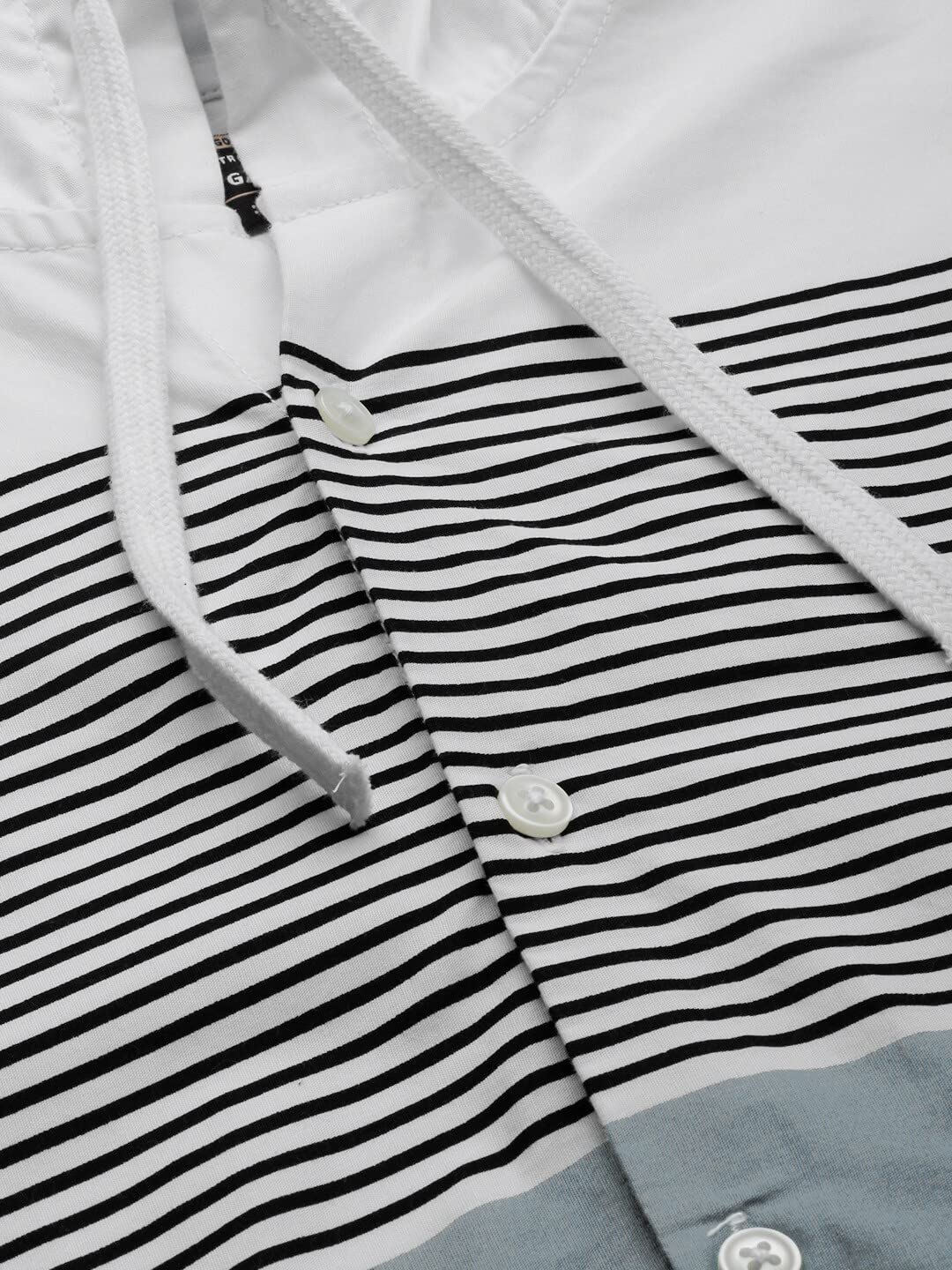 The Indian Garage Co White Regular Fit Spread Collar Striped Long Sleeves Shirt