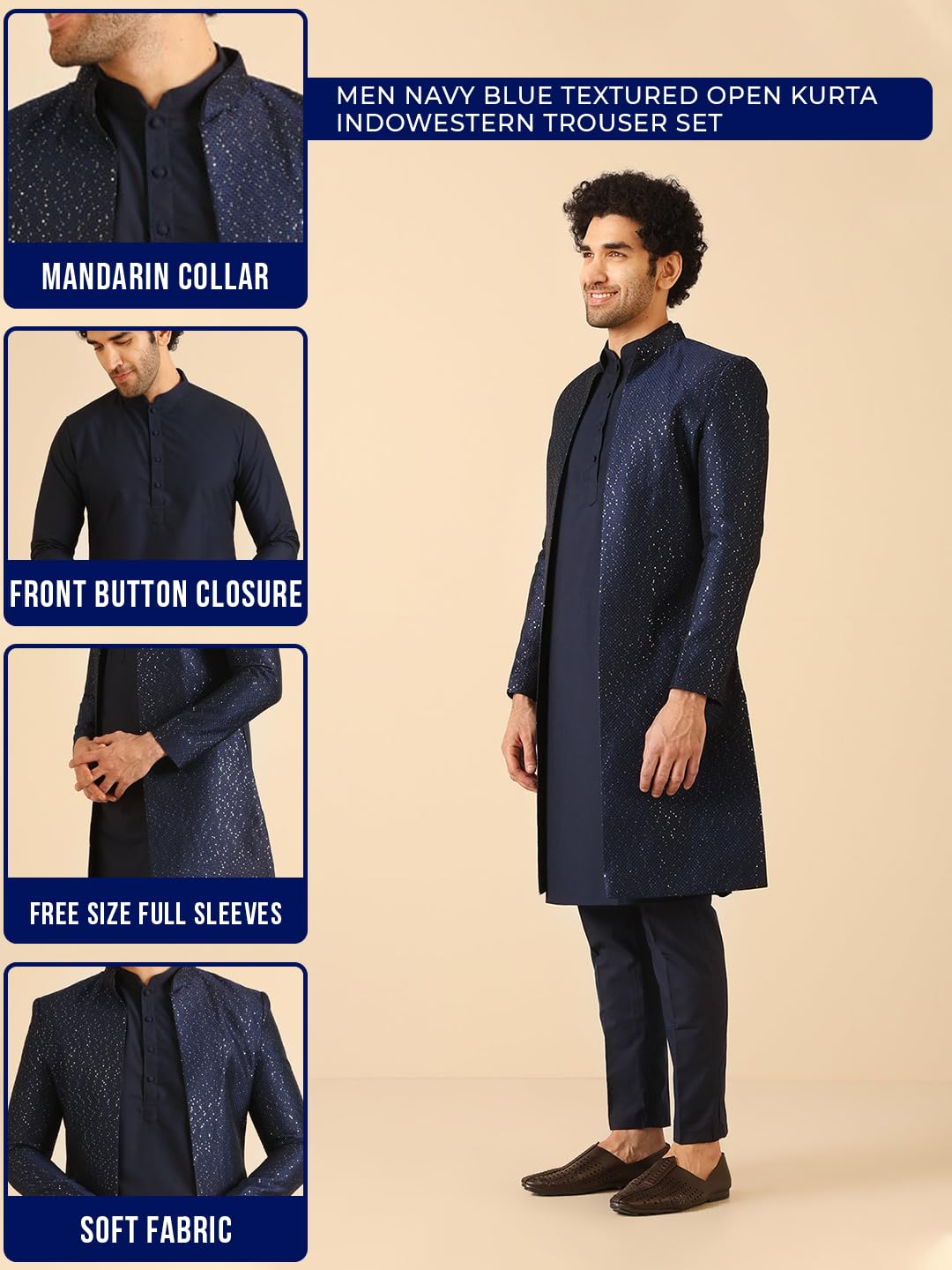 Kisah Sherwani Set For Men  Jacquard Woven Design Indo Western Sherwani With Kurta And Trouser | Designer Ethnic Outfit For Wedd