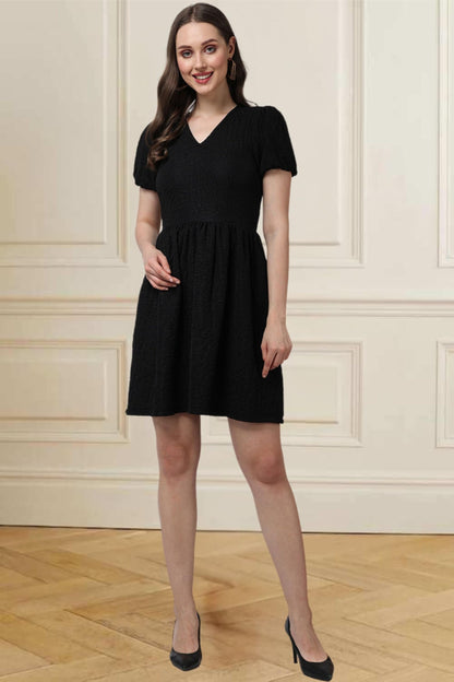 Popwings Casual Self Crush Design Solid Knee Length Blouson Peplum Dress For Women || Latest Stylish Summer Dress For Women || K