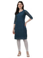Fashion2Wear WomenS Georgette Chikankari Embroidered Notched Neck 3/4 Sleeve Knee Length Straight Kurta For Girls (Biba_Kurti_R