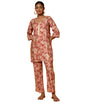 Libas Womens Printed Silk Blend Co-Ord Set For Women Rust