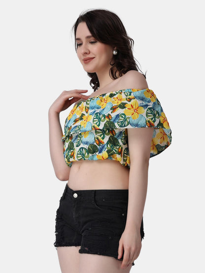 POPWINGS Women Casual Off-Shoulder Crop Top for Women || Cute Women Crop Top for Summer || Sleeveless Crop Top for Women || Late