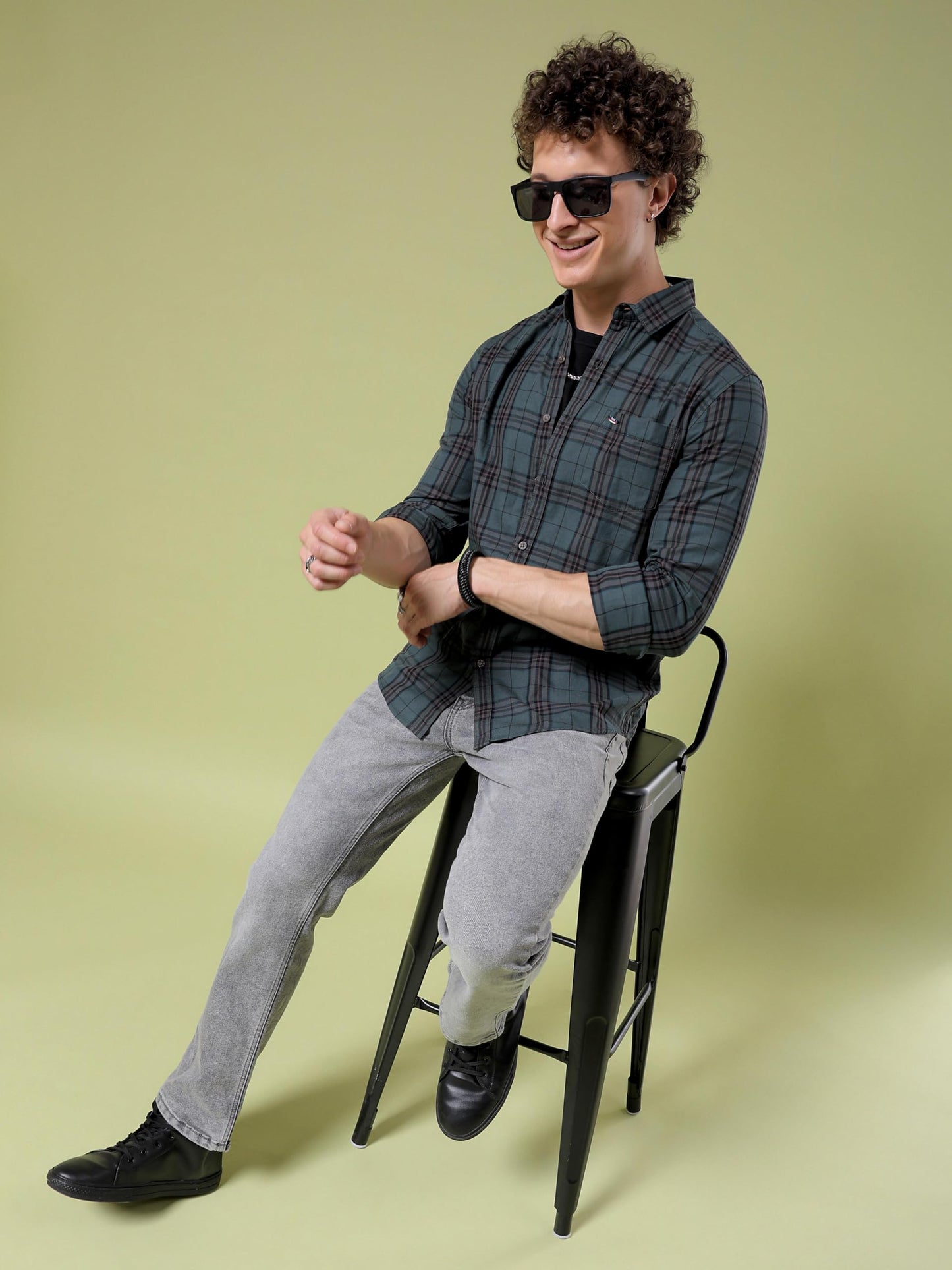 The Indian Garage Co Mens Slim Fit Shirt (0923-SHCHYD-17-01_Green
