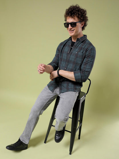 The Indian Garage Co Mens Slim Fit Shirt (0923-SHCHYD-17-01_Green