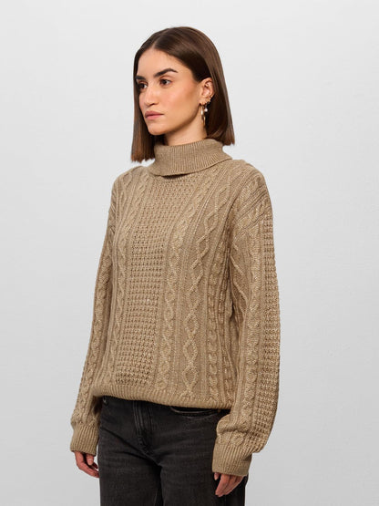 The Souled Store Originals : Champagne Women Oversized Sweater