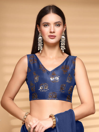 Oomph! Readymade Blouse For Women, Brocade, Sleeveless, V-Neck, Rbbl675