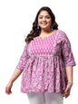 Stylum Womens Plus Size Floral Printed Cotton Peplum Top