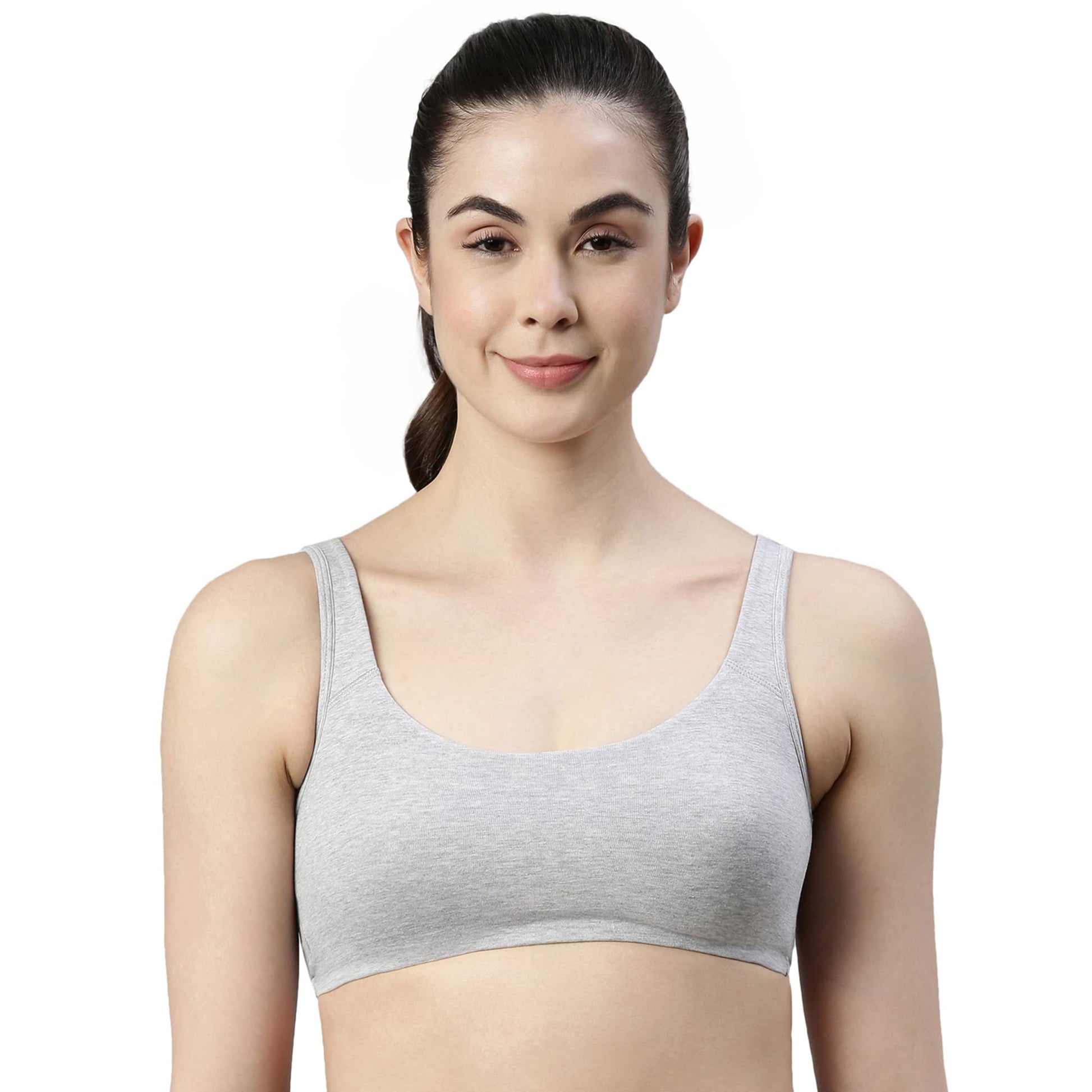 Enamor SB06 Low Impact Bra - Non-Padded, Wirefree & High Coverage Greymelange