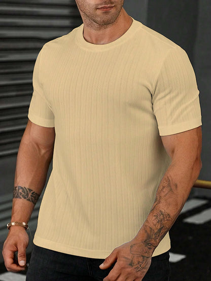 SMOWKLY Mens Solid Regular Fit T-Shirt (1281_Cream