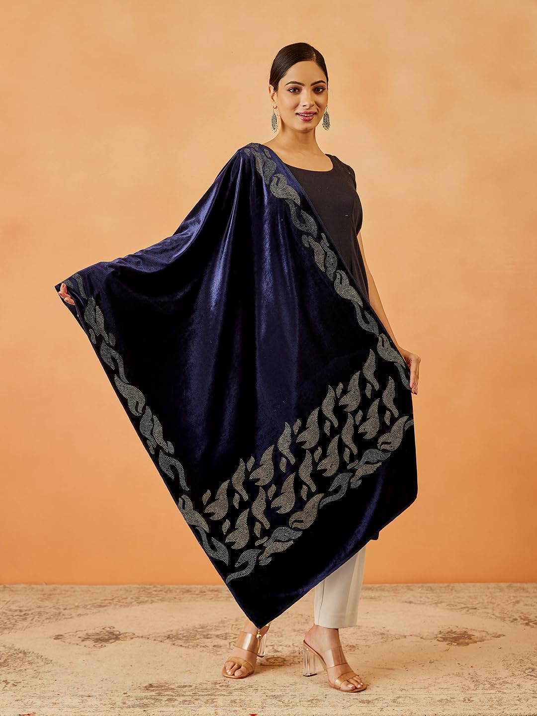 Pashmoda Women Chaman Reversible Fine Pashmina Wool Blend Stole, Shawl, Scarf, Heritage Kashmiri Pahsmina Stole, Evening Wrap (S