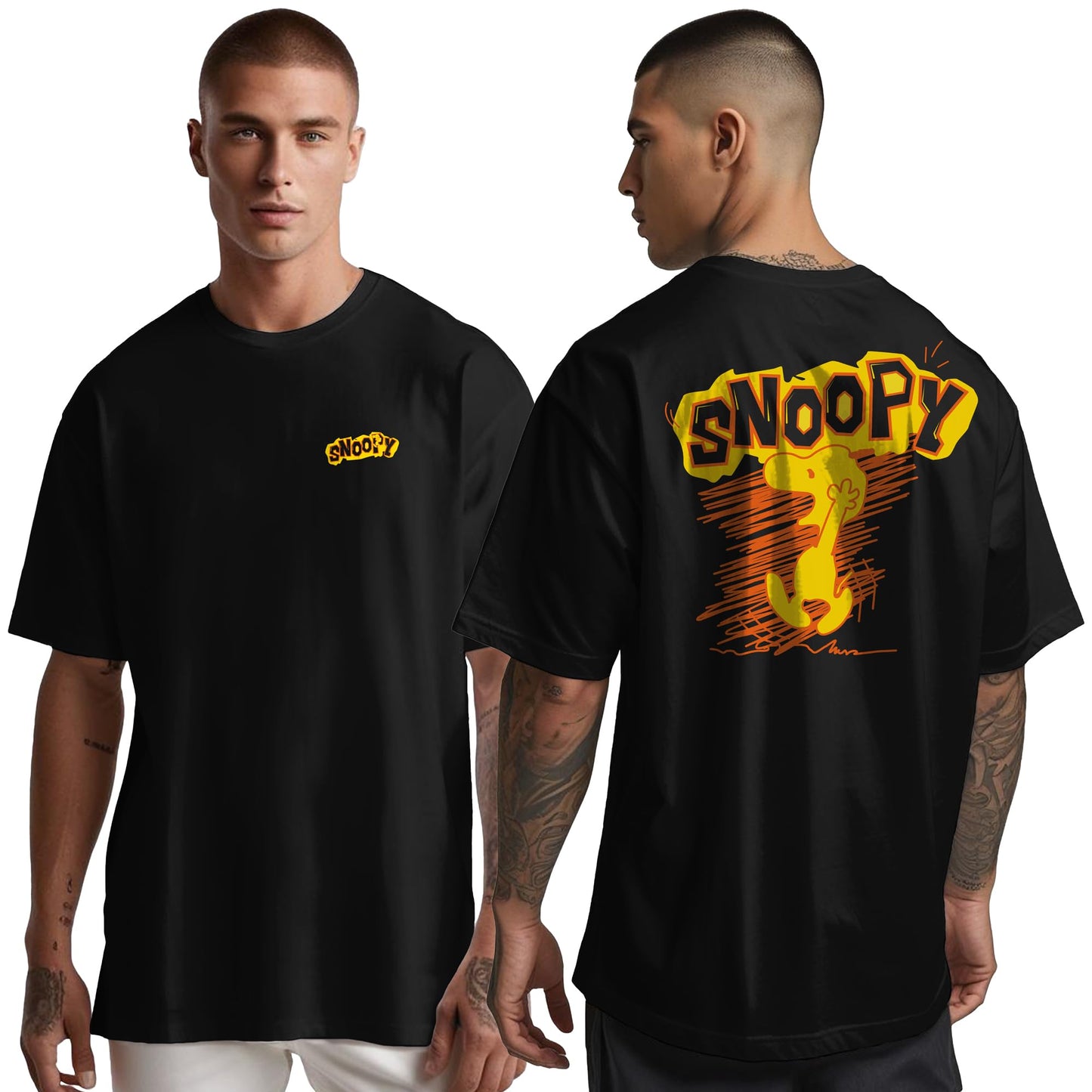 Peppyzone Mens Oversized Fit T-Shirt (PZ-OST-Trendy43_Black