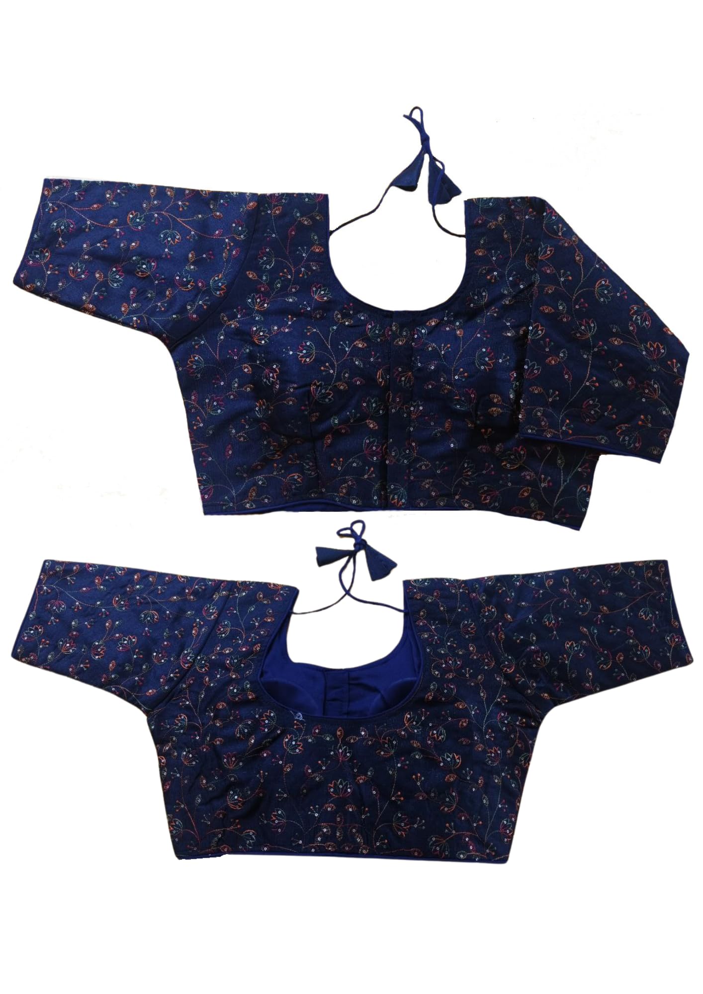 Vihu Fashion WomenS Sequence Multi Embroidered U Neck Half Sleeve Readymade Saree Blouse Indian Ethnic Designer Stitched Women