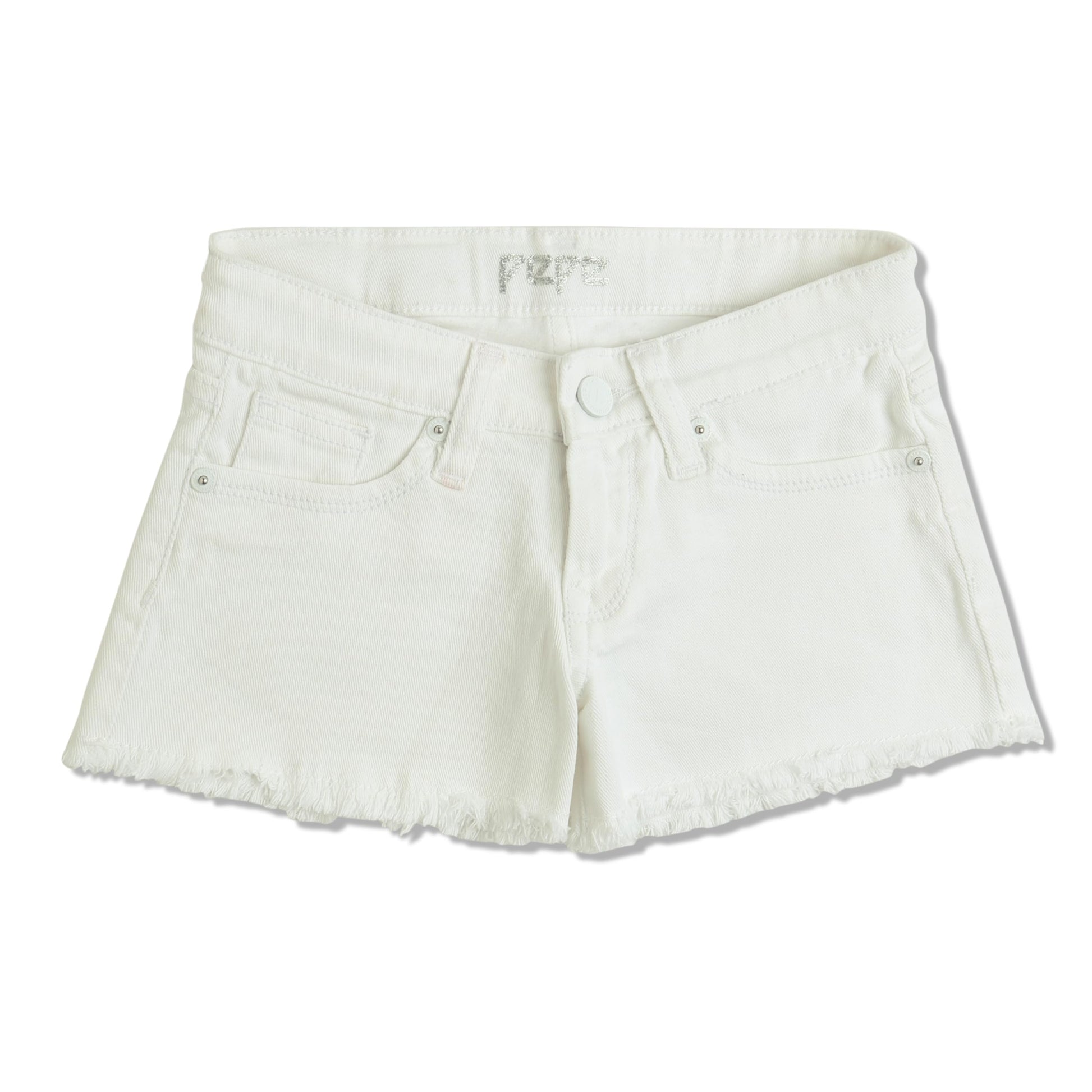 Pepe Jeans Girls Poppy White Denim Short, White Rinse,6