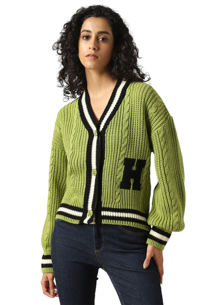 Hubberholme Women Acrylic Knitted Regular Fit V Neck Full Sleeves Sweaters 17