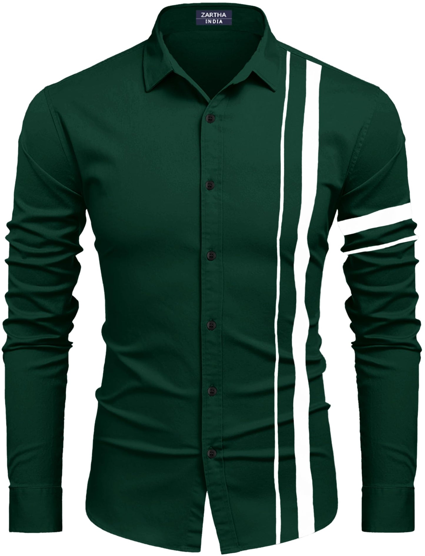 Bellstone Mens Solid Regular Fit Shirt (B-8200_Dark Green