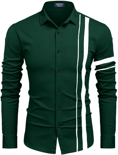 Bellstone Mens Solid Regular Fit Shirt (B-8200_Dark Green