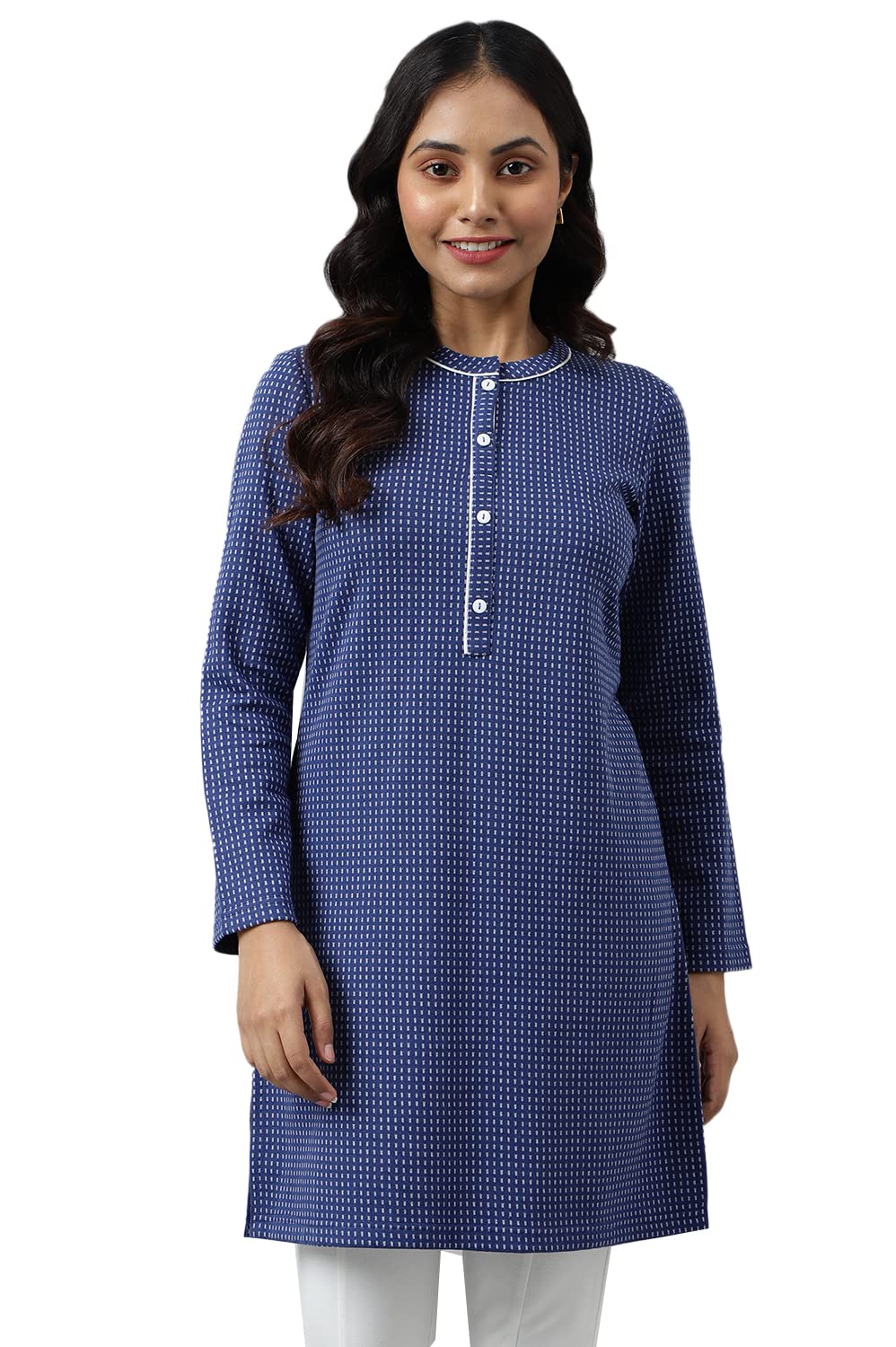 Blue Yarn-Dyed Winter Kurta