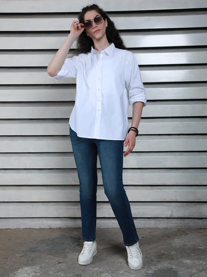 High Star WomenS Oversized Fit Shirt (Hswshs2435_White