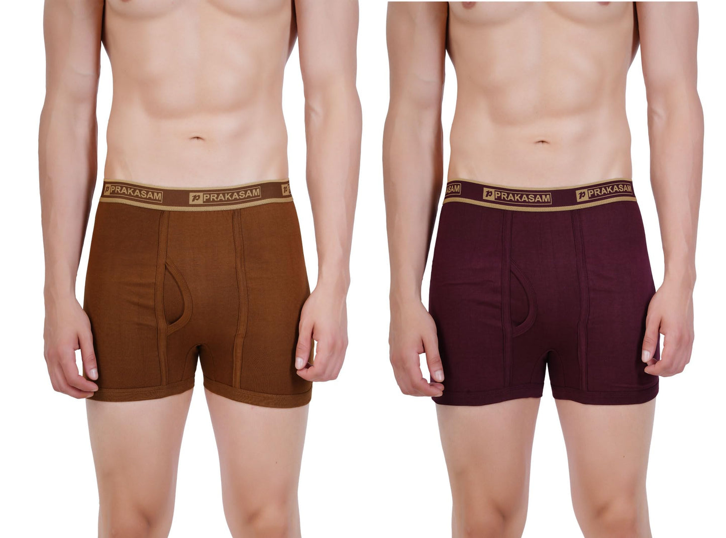 PRAKASAM COTTON -Marlow Mens 100% Pure Combed Cotton Outer Elastic Plain Trunks (Pack of 2)