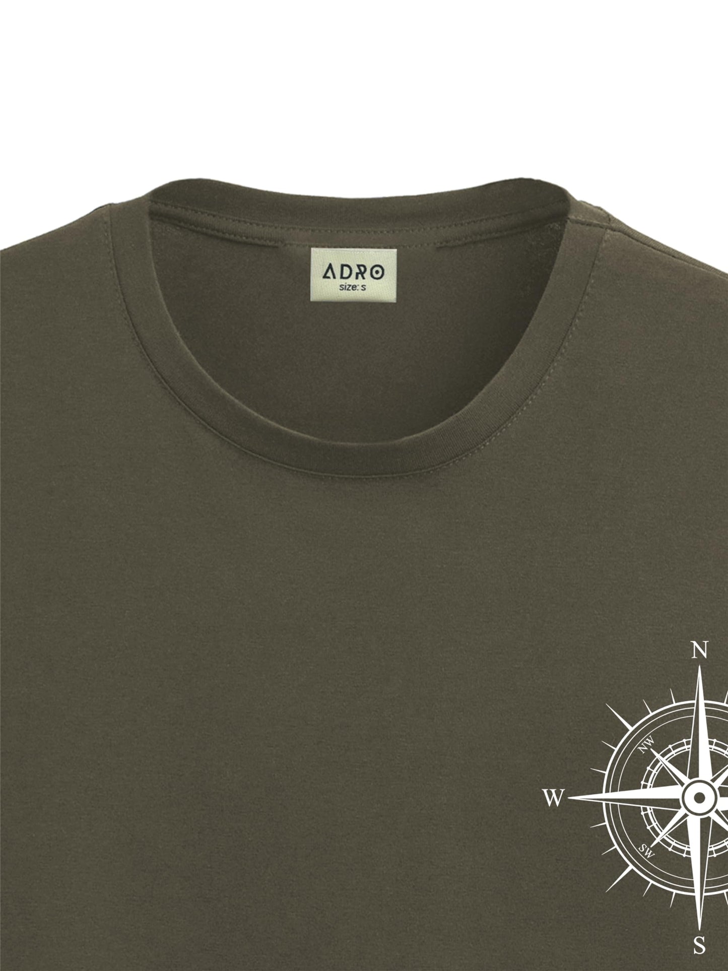 ADRO Mens Solid Regular Fit T-Shirt (RN24-STICK-COMP-OL_Olive