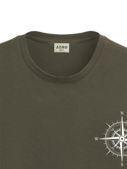 ADRO Mens Solid Regular Fit T-Shirt (RN24-STICK-COMP-OL_Olive