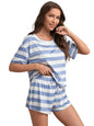 SMOWKLY Cotton Blend Printed Nightduit || Everyday Nightsuit || Night Dress || Shorts Set || Pyjama Set for Women Blue, Small