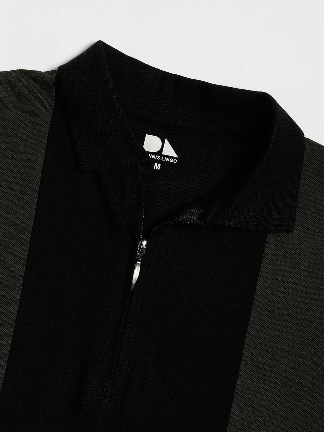 Dennis Lingo MenS Cotton Olive Colorblocked Polo Neck T-Shirt