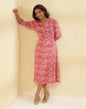 Fabindia Women's Rayon Blend Fit and Flare Calf Length Casual Dress (1033898PINK_Pink