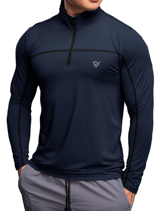 Noble Monk MenS Active Wear Regular Fit T Shirt |Full Sleeves |Casual Sportwear T-Shirt For Men Navy Blue