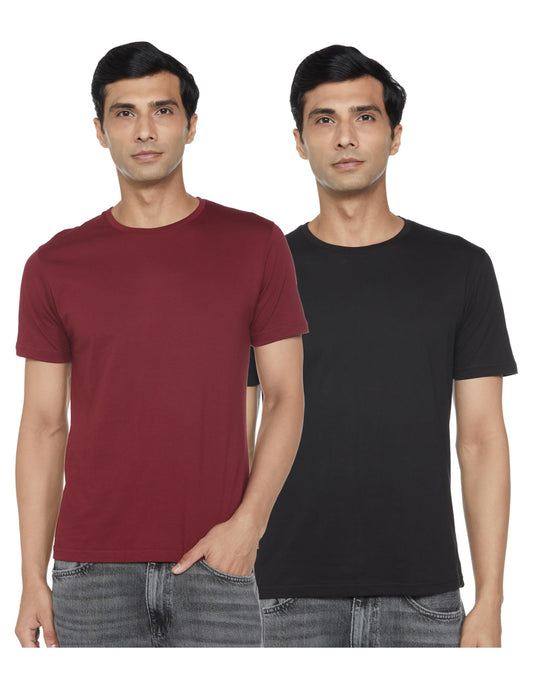 Fyltr MenS Solid T-Shirt - Half Sleeve | Round Neck | 100% Cotton | Regular Fit T-Shirt (Pack Of 2)