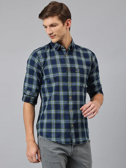 Thomas Scott Checkred Regular Fit Long Sleeve Spread Collar Casual Shirts for Mens