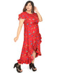 Oomph! WomenS Western & Fusion Wear Crepe Wrap Maxi Dress - Red
