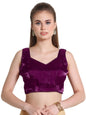 Pujia Mills Woman Wine Designer Zimi Chu Slub Shining Material With Sequnace Work Blouse