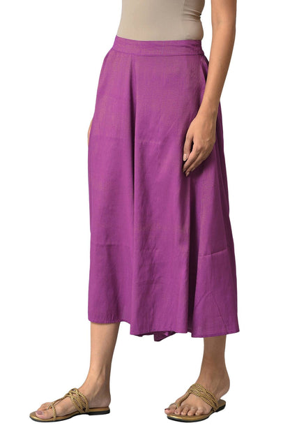 Aurelia Purple Solid Rayon Culottes Trousers for Women