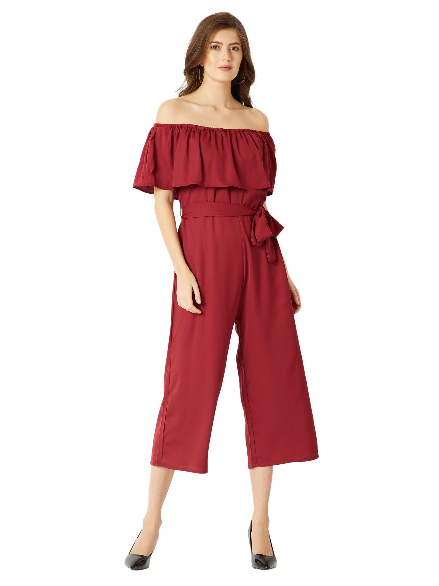 Miss Chase WomenS Maxi Jumpsuit (Mcaw17D10-07-143-05_Maroon_Large)