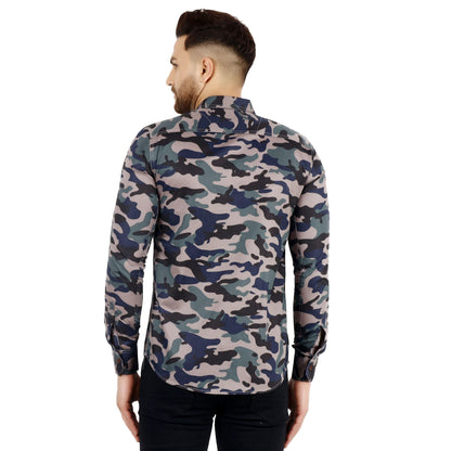 Besix Men Regular Fit Camouflage Shirt, Pure Cotton Spread Collar Casual Shirt, Comfortable & Stylish Outdoor Summer Shirt For M