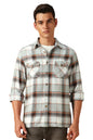 Dennis Lingo Men Flannel Check 100% Cotton Relaxed Fit Full Sleeves Shirts Grey