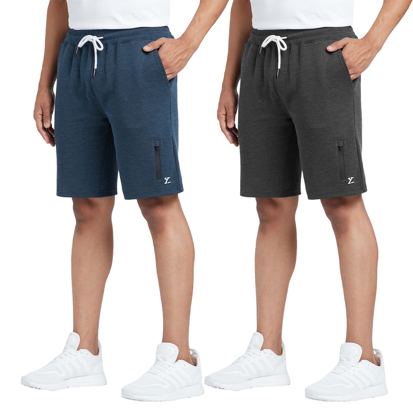 XYXX Athleisure Mens Cotton Melange Shorts | Ultra-Smooth Casual Everyday Wear | Tailored Relaxed Fit Solid Hype Shorts with Zi