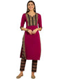 ZIYAA Women's Pink Crepe Kurta and Pant Set