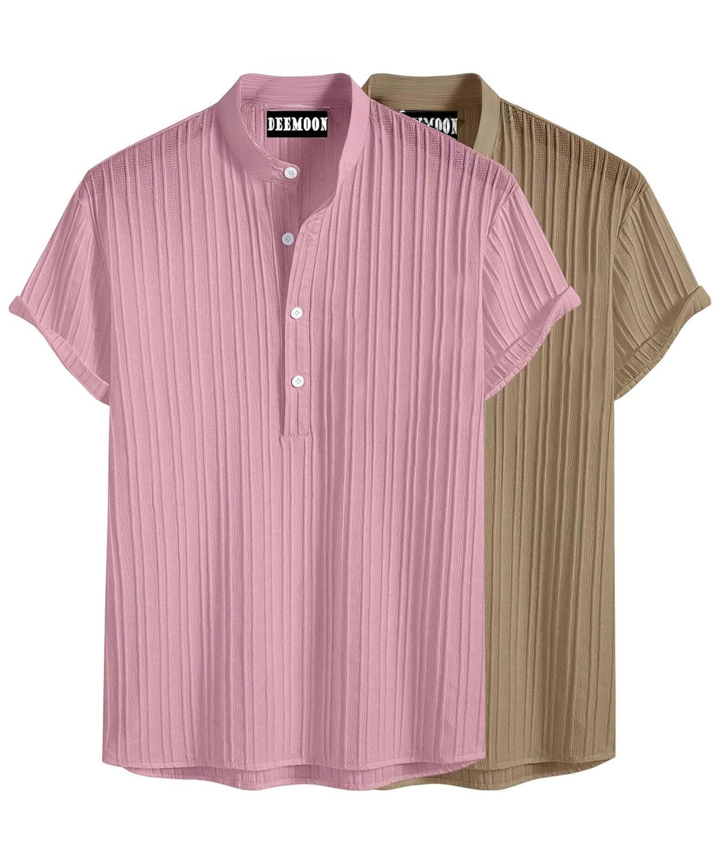 Deemoon Combo Of MenS Polyster Kurta With Mandarin Collar, Half Placket Buttons, Front Pocket | Half Sleeves | Soft & Breathabl