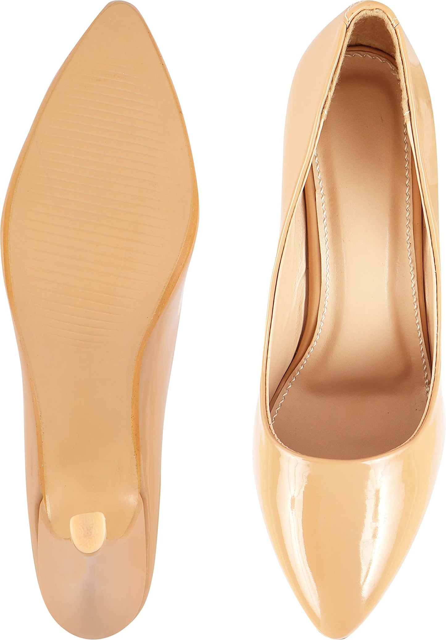 Shoetopia Womens/Girls Tan Solid Stiletto Pumps