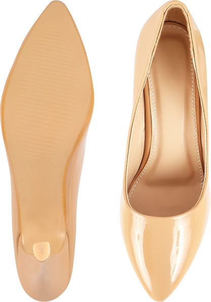 Shoetopia Womens/Girls Tan Solid Stiletto Pumps