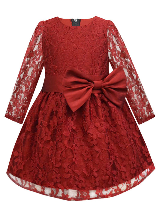 A.T.U.N. Girls Double Bow Dress Maroon